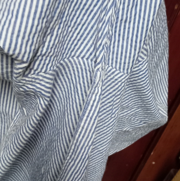 Chaps 6XB blue white stripe short sleeves mop button down embroidered pocket - Picture 4 of 12